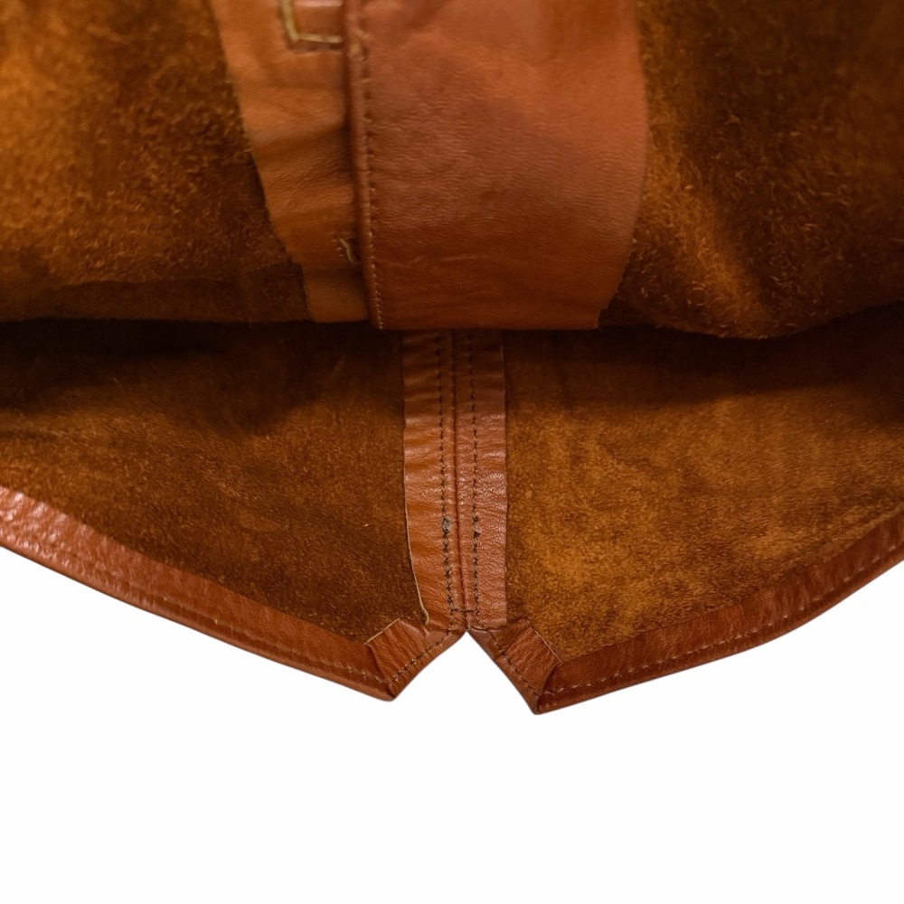 Vintage Brown Leather Embroidered Button-Front Vest - Picture 6 of 9